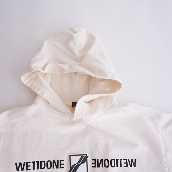 We11Done Logo-Print Mirror Hoodie Ivory Streetwear Sweatshirt XS - Picture 12 of 15